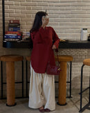 Gulzaar Maroon Kameez with Ivory Farshi Shalwar