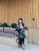 Classic Black N White Floral Pakistani Suit
