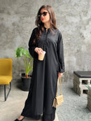 Elegant Black Pure Rayon Long Dress for Women