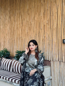 Classic Black N White Floral Pakistani Suit
