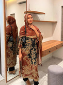 Black & Brown Traditional Maslin Digital Print Suit