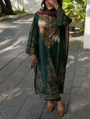 Premium Green Muslin Gold Embroidery Suits