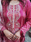 Women's Pink Muslin Pakistani Suit With Traditional Printed Dupatta
