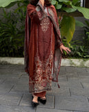 Maroon Handwork Pure Viscose Muslin Digital Print Pakistani Suits