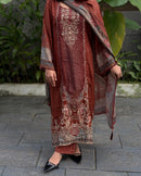 Maroon Handwork Pure Viscose Muslin Digital Print Pakistani Suits