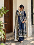 Premium Navy Blue Floral Embroidered Pakistani Salwar Suit Set
