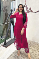 Mannat Code 004 Viscose Stylish Dark Pink Ready Made Wear Pakistani Suits