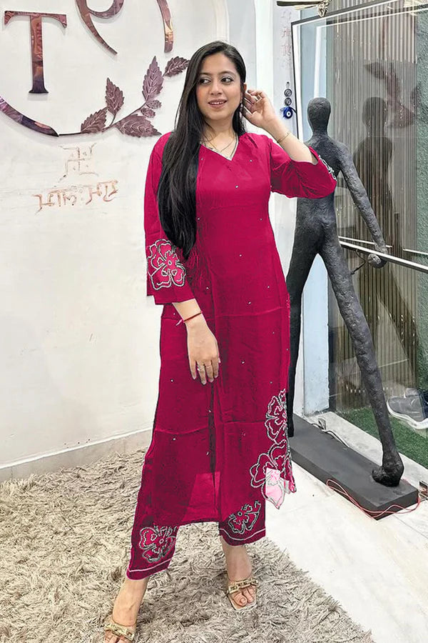Mannat Code 004 Viscose Stylish Dark Pink Ready Made Wear Pakistani Suits