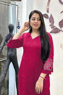 Mannat Code 004 Viscose Stylish Dark Pink Ready Made Wear Pakistani Suits