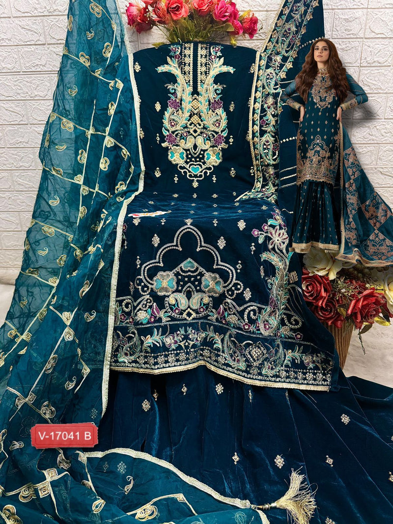 Fepic Rosemeen C 17041 B Velvet Designer Embroidered Worked Pakistani Suit