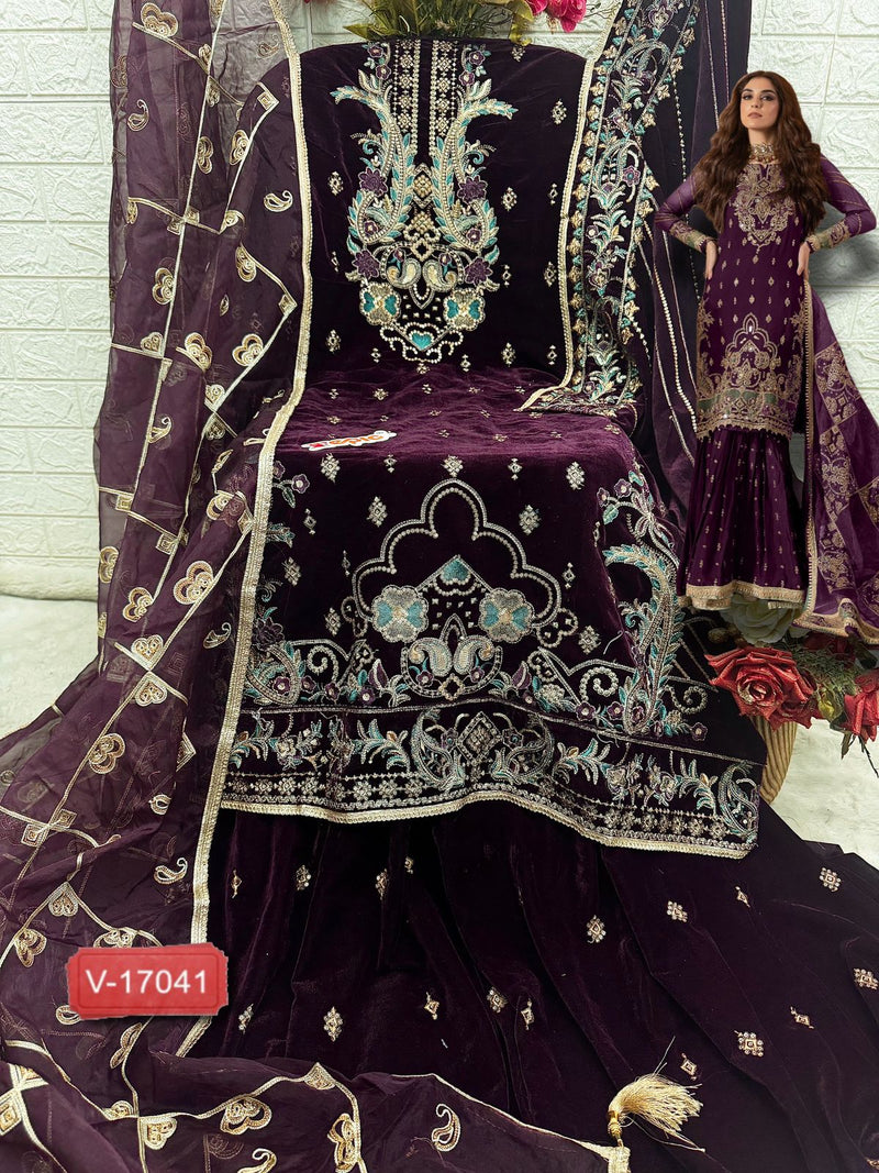 Fepic Rosemeen C 17041 Velvet Designer Embroidered Worked Pakistani Suit