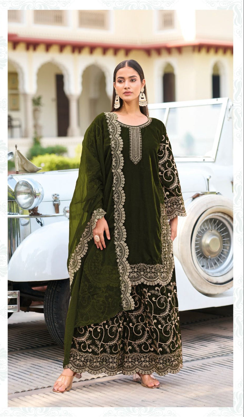 Deepsy D 32221 B Velvet With Heavy Embroidery Work Pakistani Suit