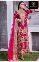 Ziaaz Designs 672 Pure 9000 Velvet Embroidery Worked Paskistani Suits