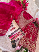 Ziaaz Designs 672 Pure 9000 Velvet Embroidery Worked Paskistani Suits