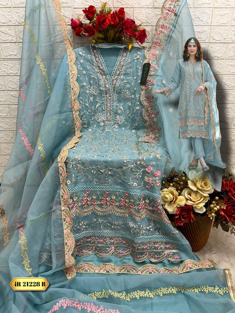 Fepic Rosemeen IR 21228 B Organza Embroidered Worked Pakistani Suits