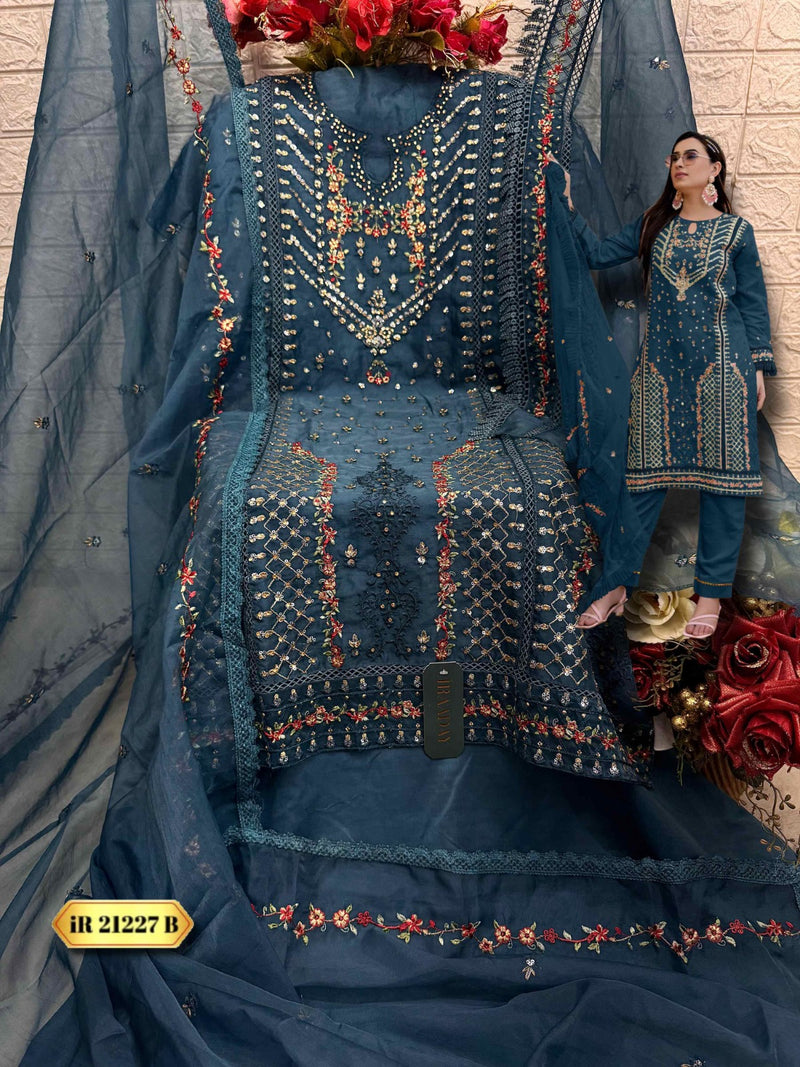 Fepic Rosemeen IR 21227 B Organza Embroidered Worked Pakistani Suits