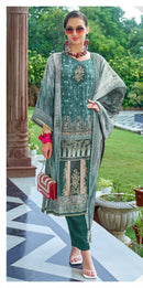 Fepic Rosemeen C 1865 B Pure Natural Crape Printed Embroidered Worked Pakistani Suits