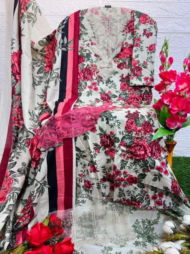 Taj Creations 567 Pure Cotton Print With Heavy Embroidery Worked Pakistani Suits