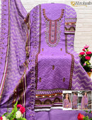 Al Zohaib Az 1107 Pure Cotton Print With Embrodairy Self Work Pakistani Suit