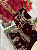Ziaaz Designs 671 Velvet Semi Stitched Outfit With Beautiful Embroidery Worked Pakistani Suits