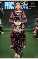 Ziaaz Designs 671 Velvet Semi Stitched Outfit With Beautiful Embroidery Worked Pakistani Suits
