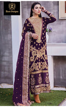 Ziaaz Designs 672 B Velvet Semi Stitched Outfit With Beautiful Embroidery Worked Pakistani Suits