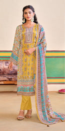 Fepic Rosemeen C 1927 Pure Natural Crape Printed Embroidered Worked Pakistani Suits