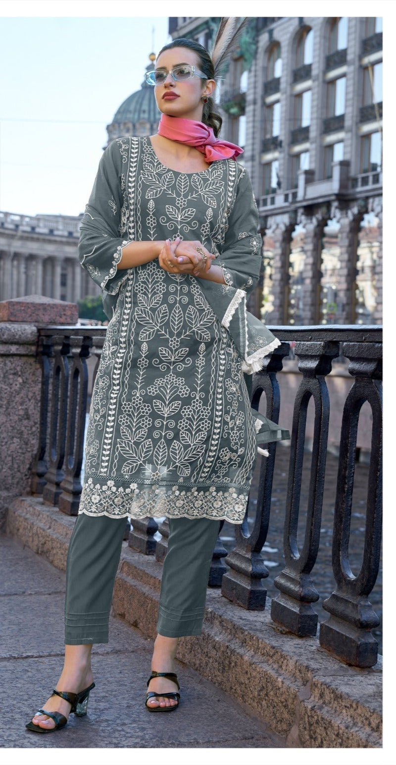 Fepic Rosemeen C 1894 D Organza Embroidered Worked Pakistani Suits