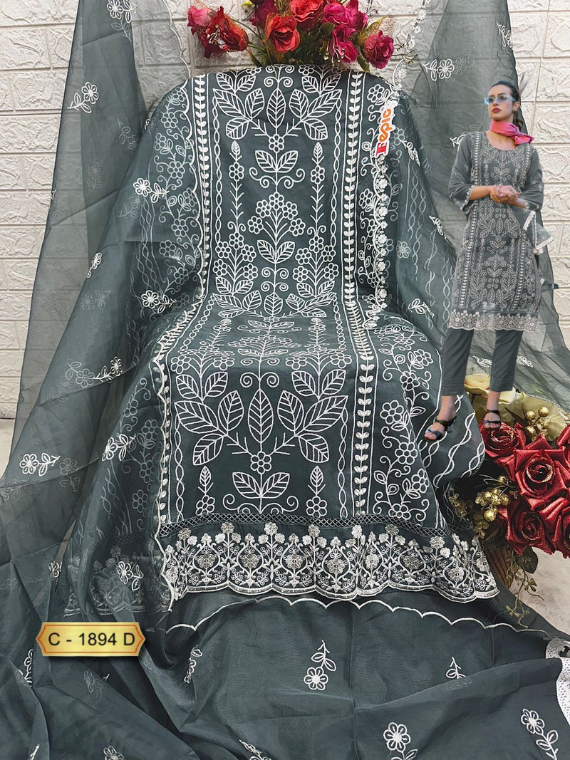Fepic Rosemeen C 1894 D Organza Embroidered Worked Pakistani Suits