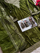Ziaaz Designs Code 673 Pure 9000 Velvet Semi Stitched Outfit With Beautiful Embroidery Pakistani Suits