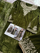 Ziaaz Designs Code 673 Pure 9000 Velvet Semi Stitched Outfit With Beautiful Embroidery Pakistani Suits