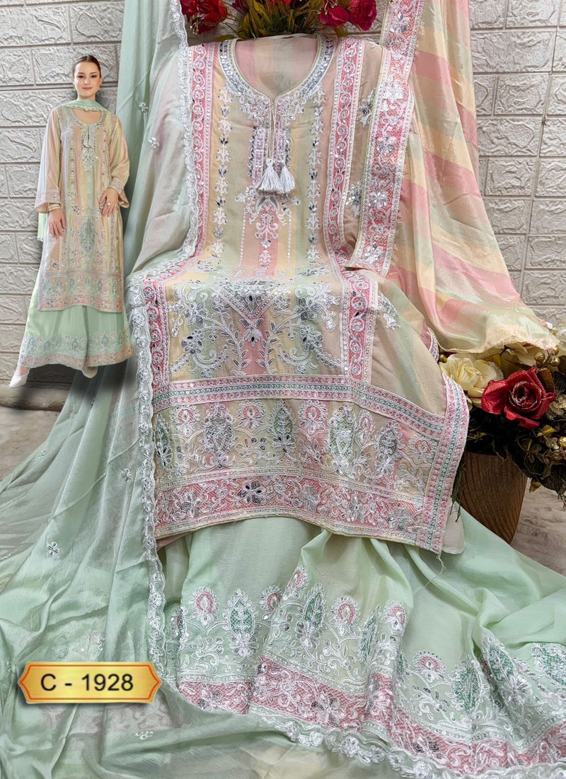 Fepic Rosemeen C 1928 Chinon Heavy Embroidered With Handwork Pakistani Suits