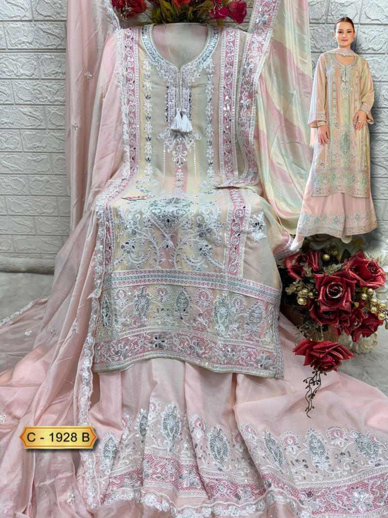 Fepic Rosemeen C 1928 B Chinon Heavy Embroidered With Handwork Pakistani Suits