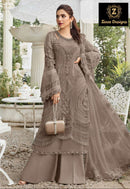Ziaaz Designs 736 D Organza Handwork Moti Work Semi Stitched Outfit With Moti Lace Pakistani Suits