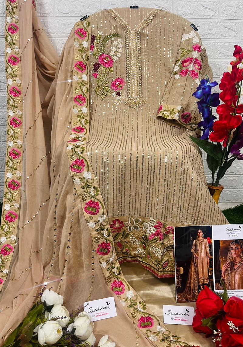 Serine S 115 A Georgette Embroidered Handwork Daimond An Zarkan Worked Pakistani Suits