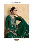 Aashirwad Creation Chakori 10092 Premium Chinnon Silk Party Wear Green Sharara