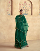 Aashirwad Creation Chakori 10092 Premium Chinnon Silk Party Wear Green Sharara