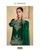 Aashirwad Creation Chakori 10092 Premium Chinnon Silk Party Wear Green Sharara