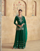 Aashirwad Creation Chakori 10092 Premium Chinnon Silk Party Wear Green Sharara