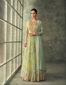 Sayuri Designer Evergreen 5251 Real Georogette Chinon Silk  Front And Back Embroidered With Cancan Suits