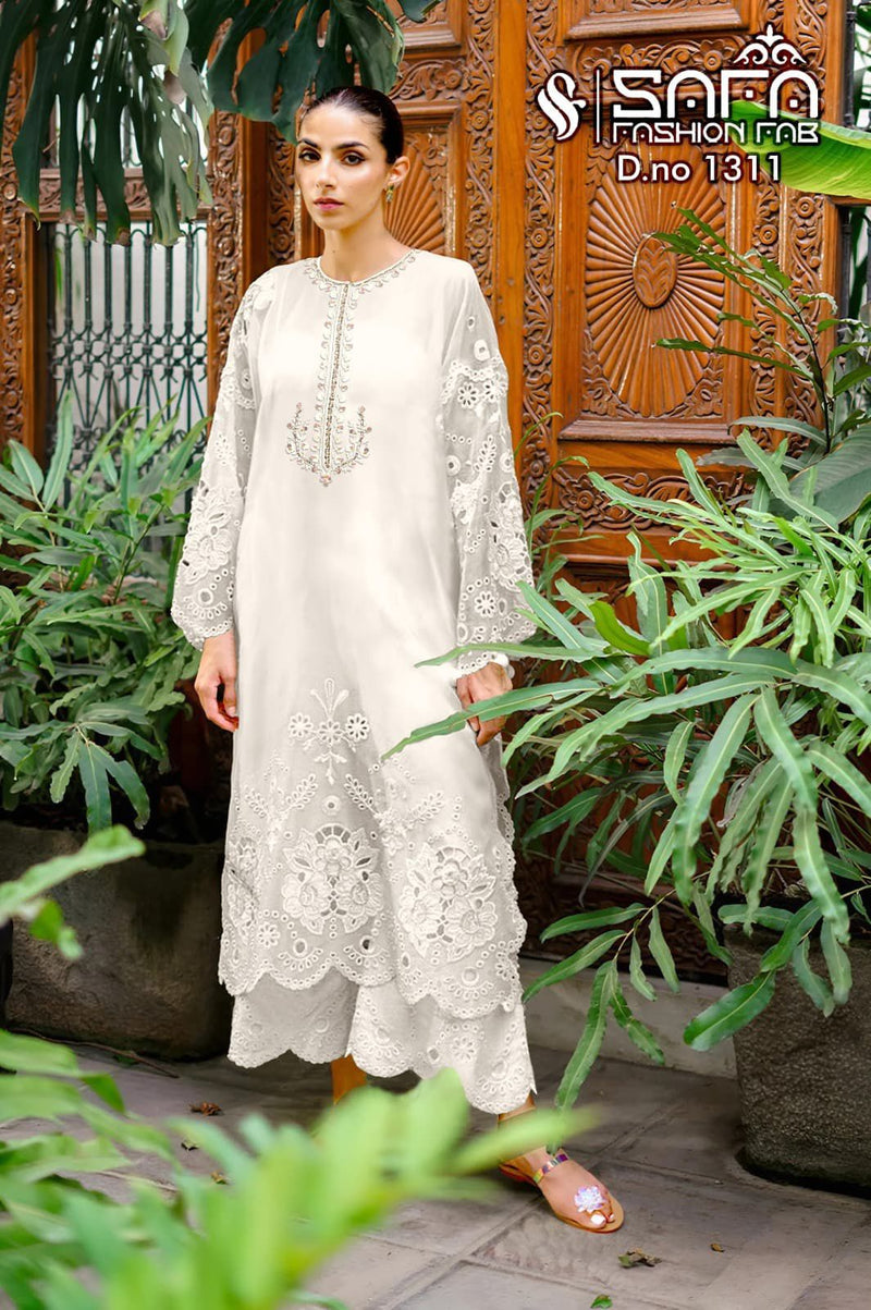 Safa 1311 Designer Embroidered Tunic With Sleeves Paired With Designer Cigarette Pants Readymade Pakistani Pret