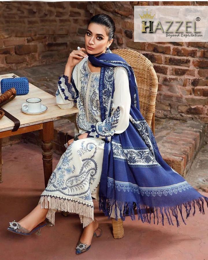 Hazzel H 047 Reyon With Cotton Thread Embroidery Sequence Work Pakistani Suits