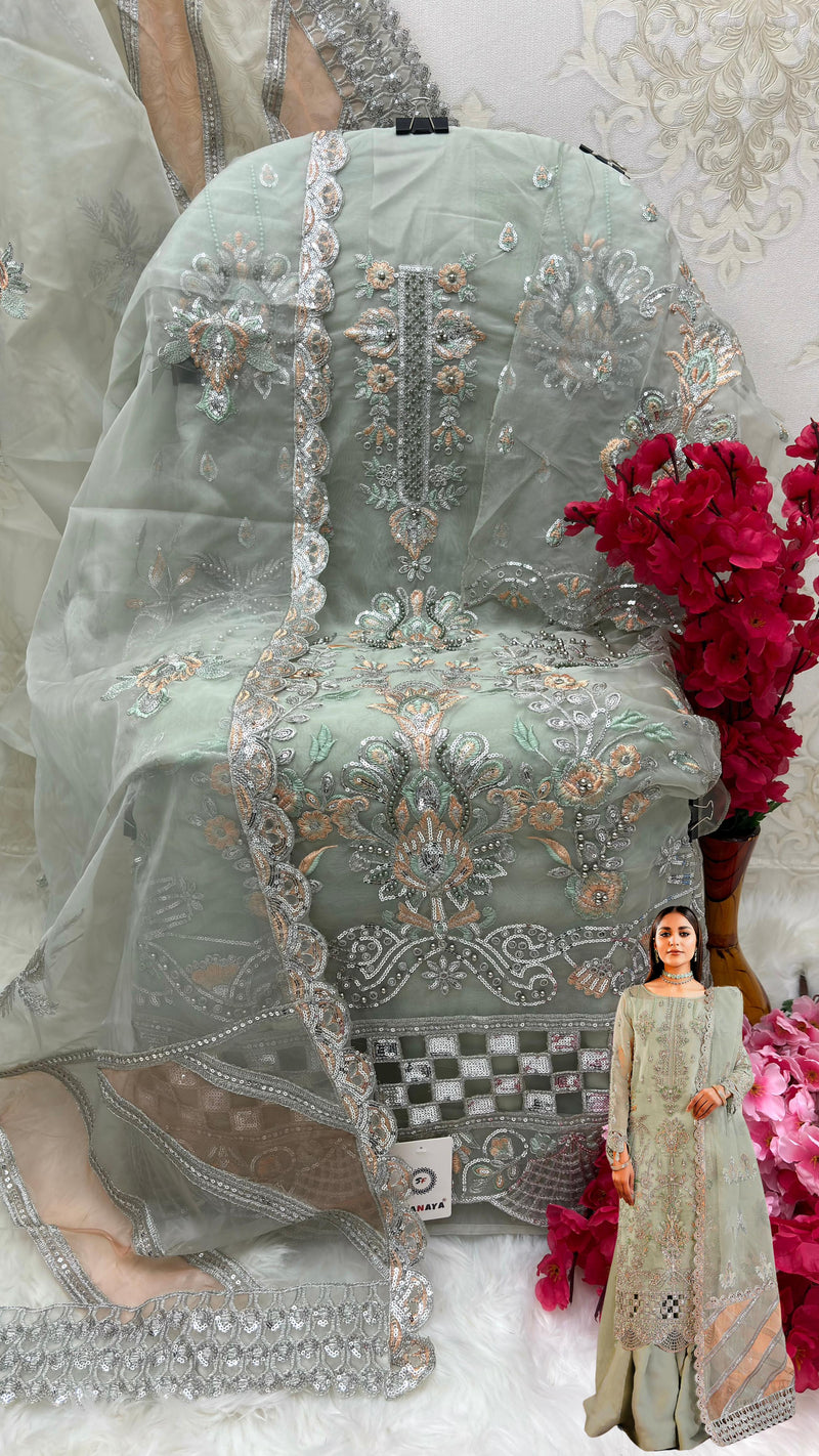Shanaya S 161 Organza Tissu Embroidery Sequence Additional Moti Machine Handworks Pakistani Suits