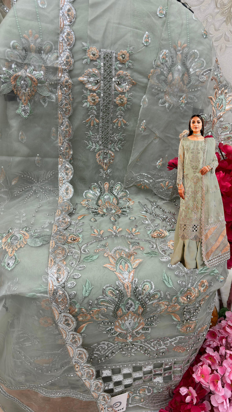 Shanaya S 161 Organza Tissu Embroidery Sequence Additional Moti Machine Handworks Pakistani Suits