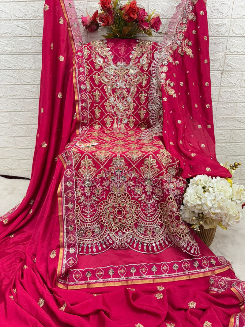 Fepic Rosemeen C 1875 B Chinon Heavy Embroidered With Handwork Pakistani Suits