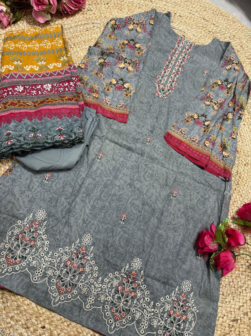 Mehboob Tex 1488 Pure Cotton Print With Embrodairy Self Work Pakistani Suits
