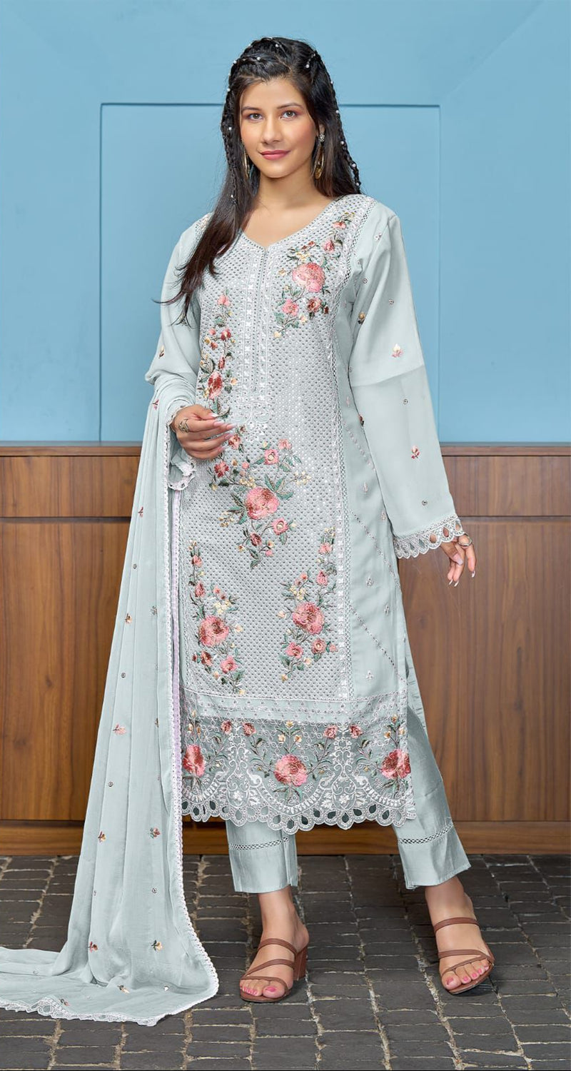 Fepic Rosemeen C 1829 B Georgette Embroidered Worked Pakistani Suits