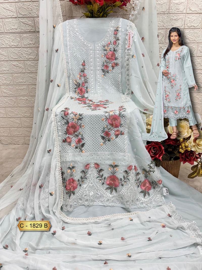 Fepic Rosemeen C 1829 B Georgette Embroidered Worked Pakistani Suits
