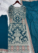 SSR 494 C Heavy Faux Georgette Heavy Embroidery Diamond Handwork With Full Sleeve Pakistani Suits