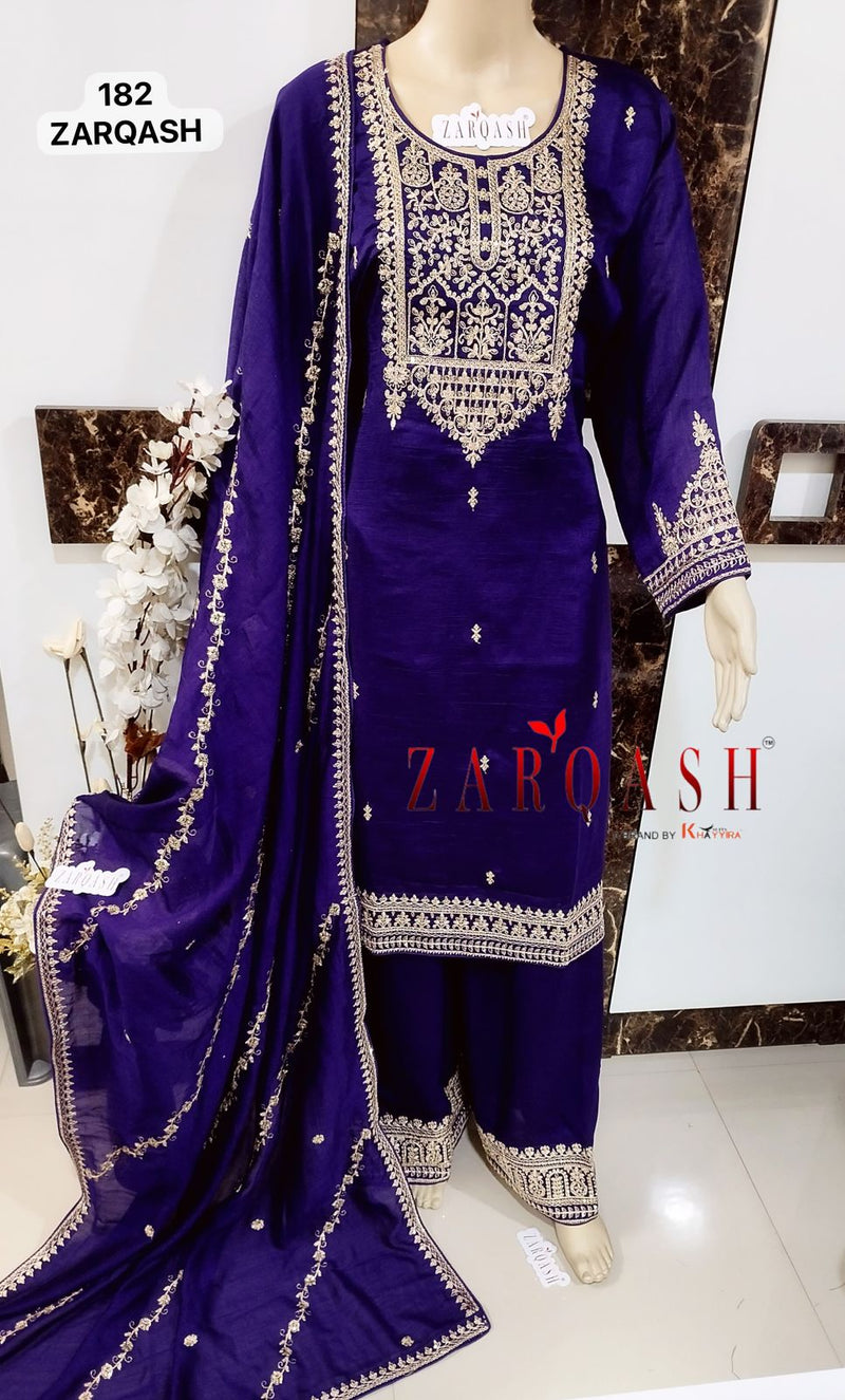Zarqash Z 182 Vichitra Silk Embroidery Work Readymade Pakistani Suits